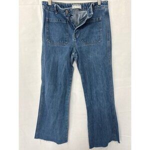We The Free Womens Denim Jeans Size 28 Blue High Waist Cropped Raw Hem Style